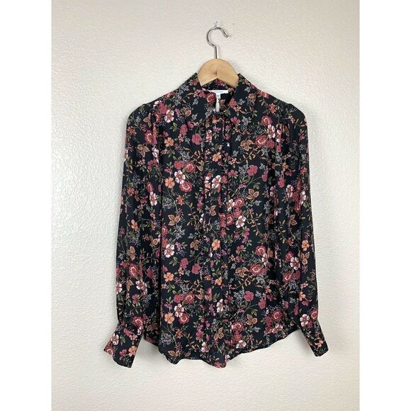 Pleione Floral Ruffle Placket Button Down Top - Picture 2 of 6